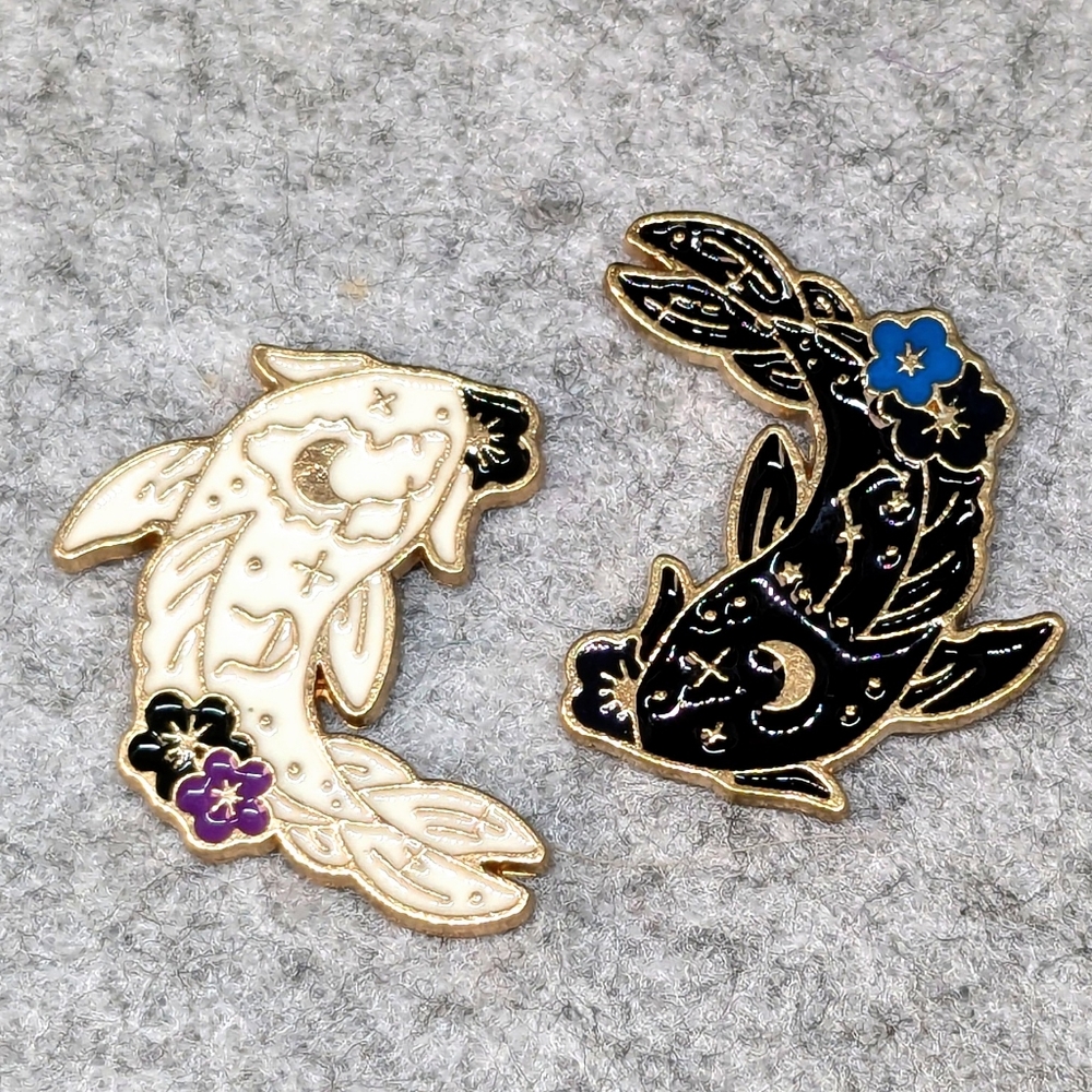 Yin Yang Koi Fish Pin Set